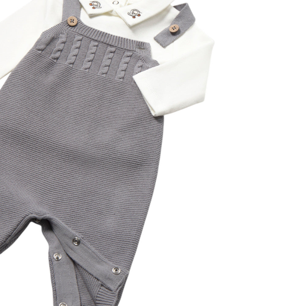 MAYORAL 3 PIECE KNITTED DUNGAREE SET 2609