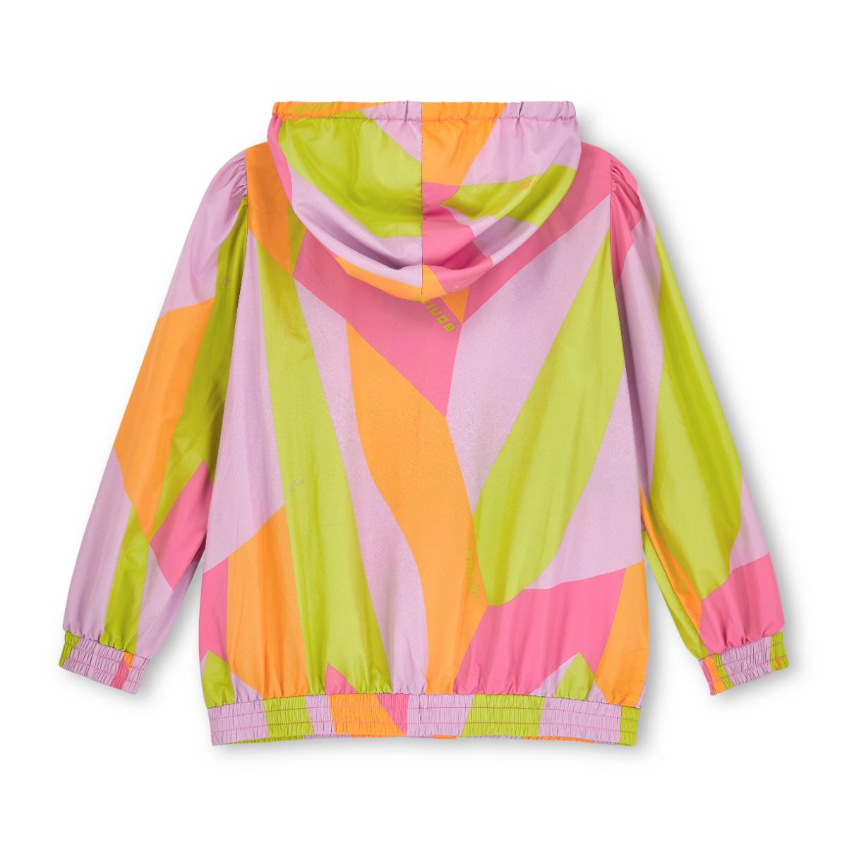 Colorful jacket with a geometric pattern on a white background