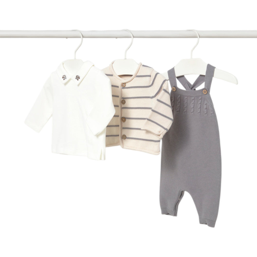MAYORAL 3 PIECE KNITTED DUNGAREE SET 2609