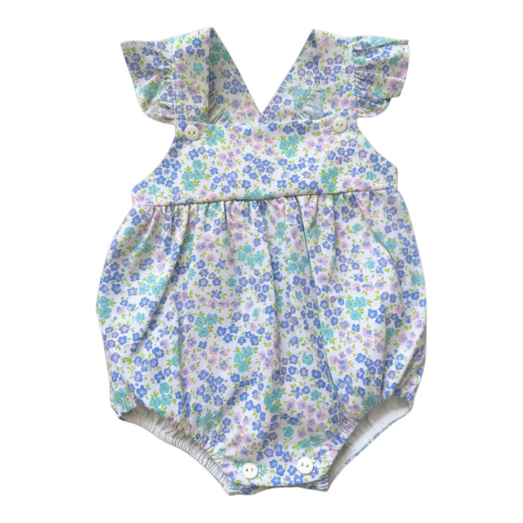 Floral baby romper on a white background