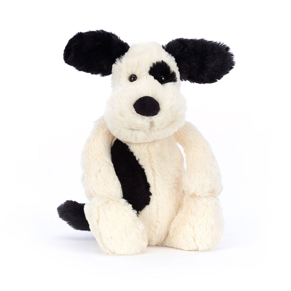 JELLYCAT BASHFUL BLACK & CREAM PUPPY BAS3BCPN