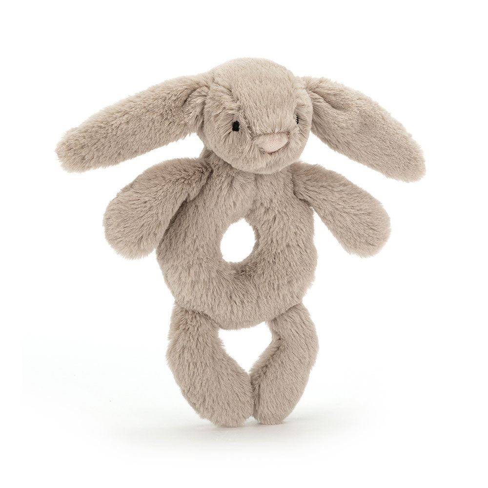 JELLYCAT BASHFUL BEIGE BUNNY RING RATTLE BRR4B