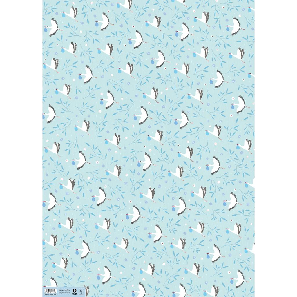 BLUE STORKS GIFT WRAP W4434