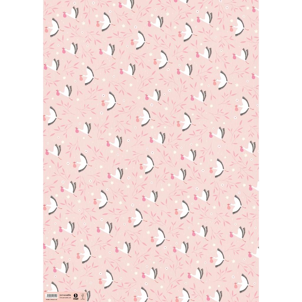 PINK STORKS GIFT WRAP W4435