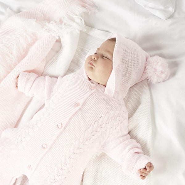 Dandelion White Knitted Pramsuit