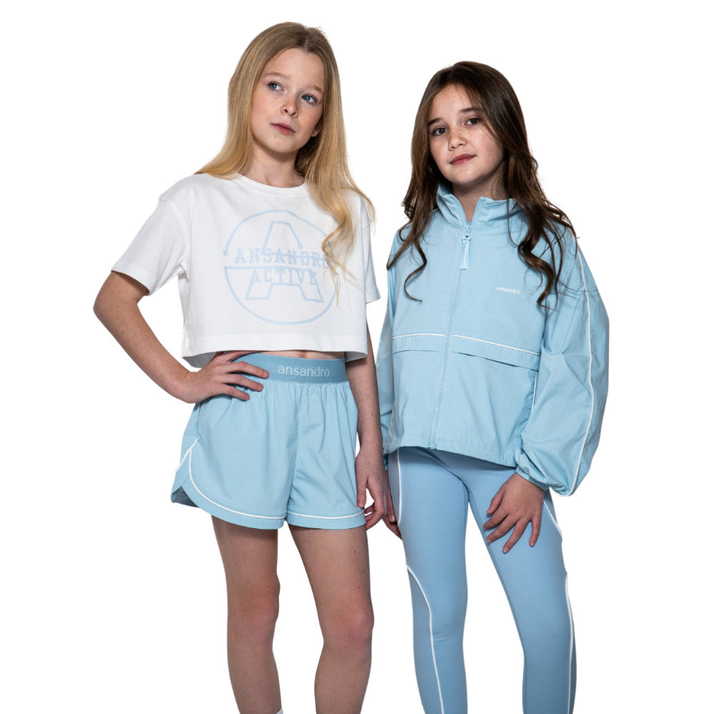 ANSANDRO POWDER BLUE RUN SHORTS & TEE SET