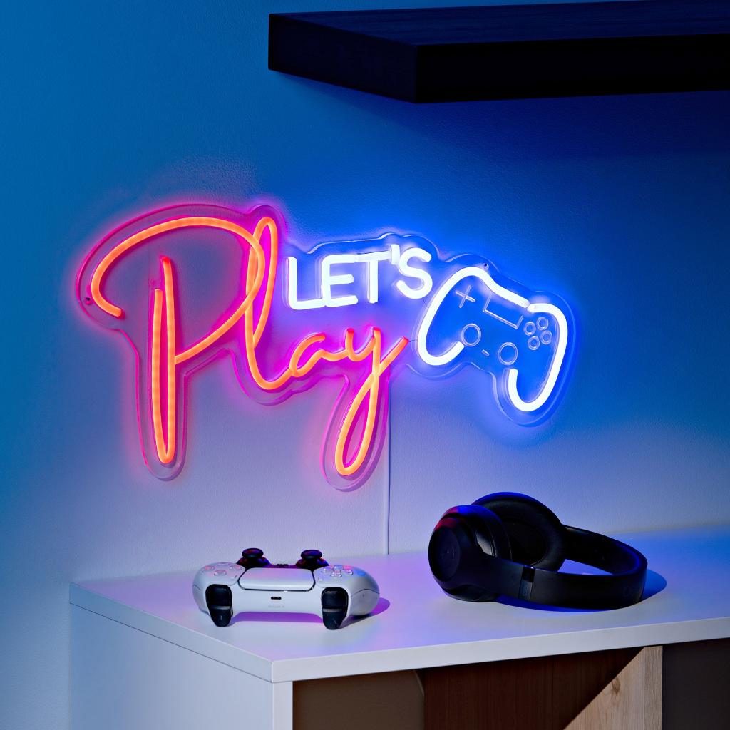 SIGNOGRAPHY NEON LETS PLAY WALL SIGN
