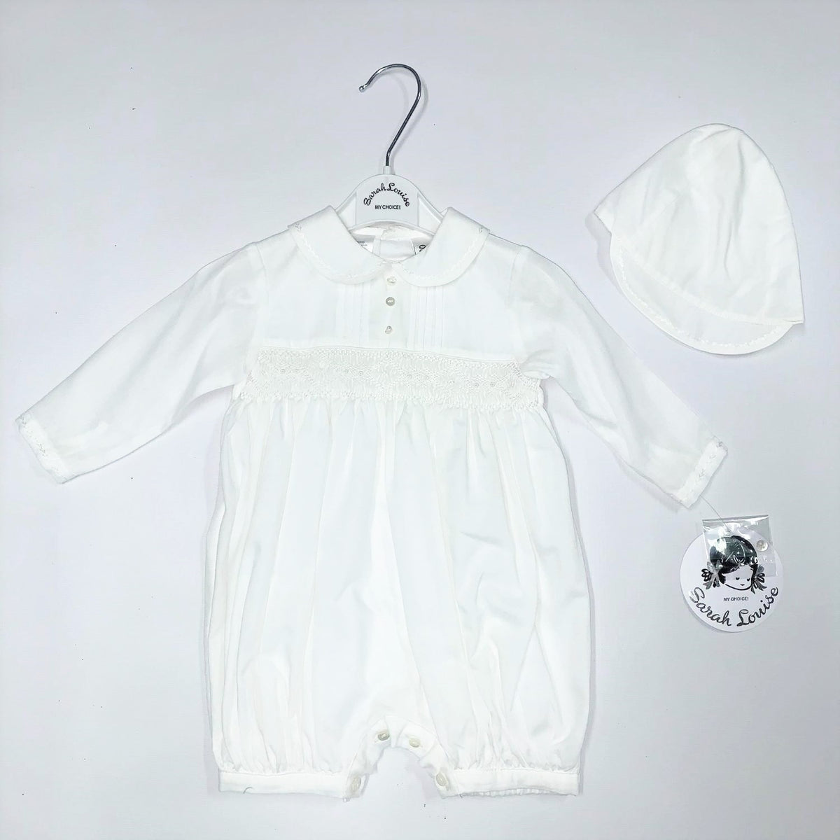 SARAH LOUISE HAND SMOCKED ROMPER &amp; HAT 2200L I