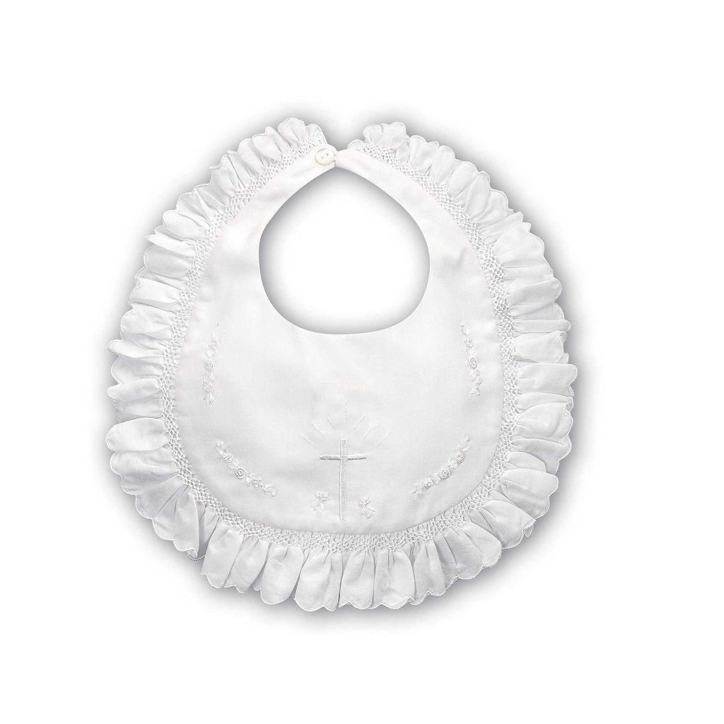 SARAH LOUISE FRILLED CHRISTENING BIB 310